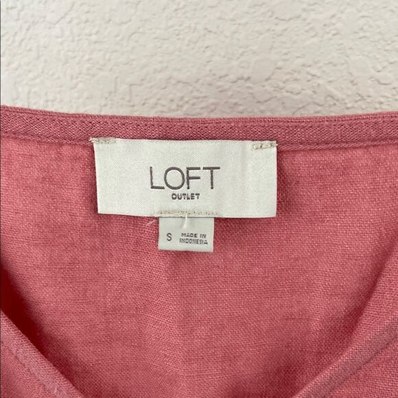 LOFT Pink Linen Blend Front Knot Jumpsuit size Small - Picture 2 of 12